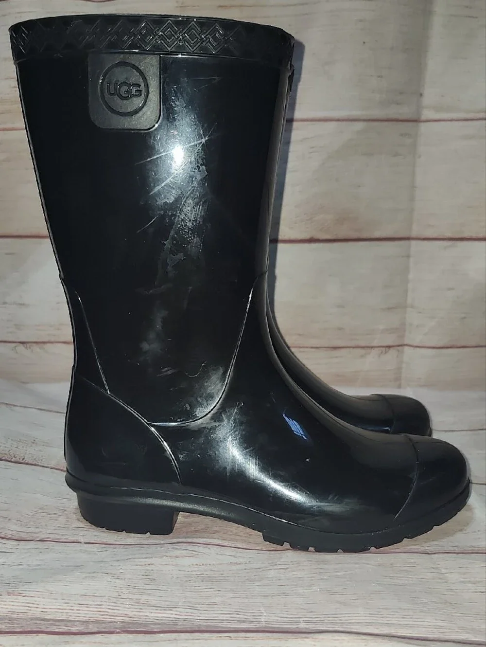 UGG Kids Black Glossy Rain Boots